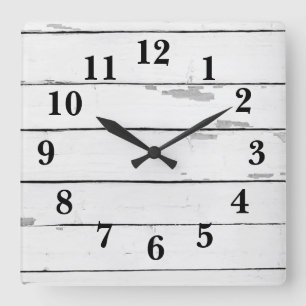 Shiplap Rustikaler Bauernhof Quadratische Wanduhr