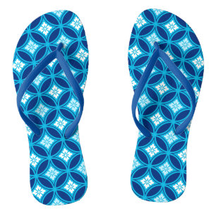 Shippo mit Blume Motif, Deep Indigo Blue Flip Flops