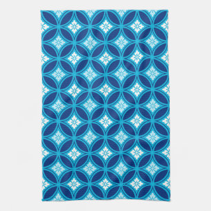 Shippo mit Blume Motif, Deep Indigo Blue Geschirrtuch