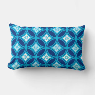 Shippo mit Blume Motif, Deep Indigo Blue Lendenkissen