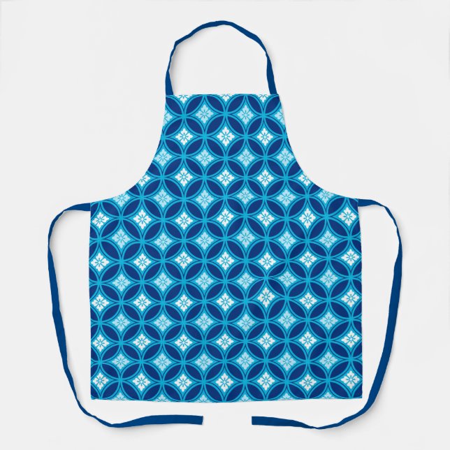 Shippo mit Blume Motif, Deep Indigo Blue Schürze (Vorderseite)