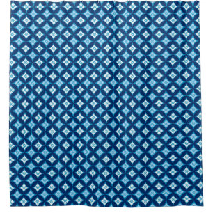 Shippo mit Blume Motif, Indigo Blau und Weiß Duschvorhang