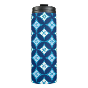 Shippo mit Blume Motif, Indigo Blau und Weiß Thermosbecher