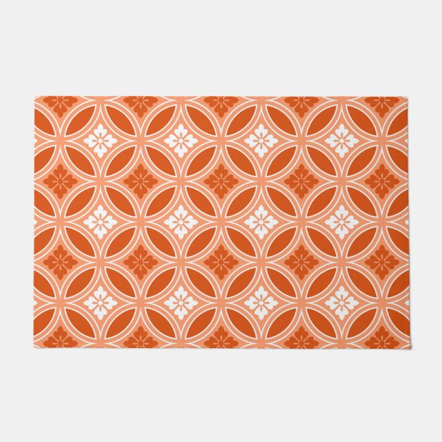Shippo mit Blume Motif, Mandarin Orange Fußmatte (Vorderseite)