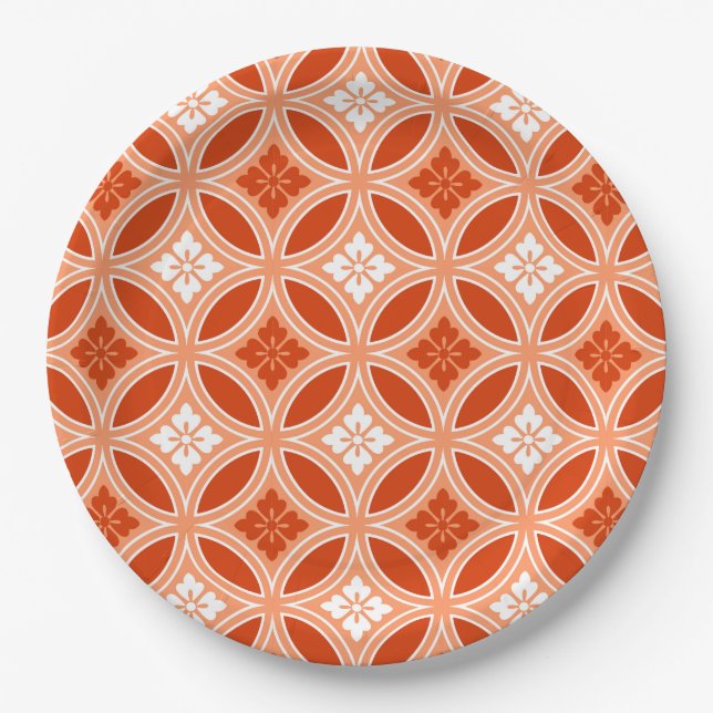 Shippo mit Blume Motif, Mandarin Orange Pappteller (Vorderseite)