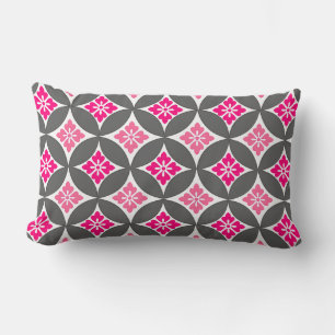 Shippo mit Blume Motif, Rosa und Silber Grau Lendenkissen