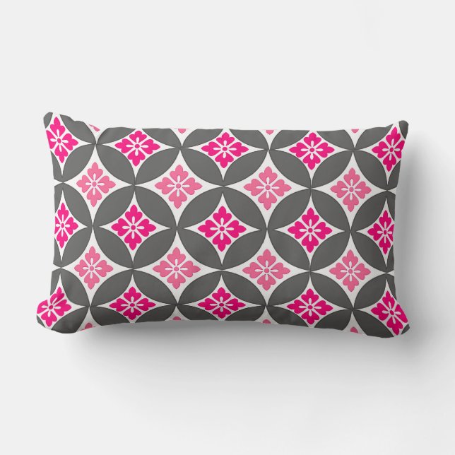 Shippo mit Blume Motif, Rosa und Silber Grau Lendenkissen (Vorderseite)