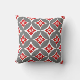 Shippo mit Blume Motif, Rot, Weiß und Grau Kissen