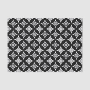 Shippo mit Blume Motif, Schwarz, Weiß und Grau Seidenpapier