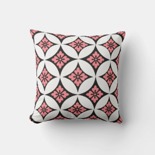 Shippo mit Blume Motif, Schwarz, Weiß und Rosa Kissen Für Draußen
