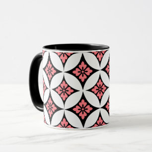 Shippo mit Blume Motif, Schwarz, Weiß und Rosa Tasse