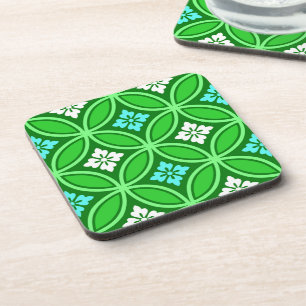 Shippo mit Blume Motif, Shades of Jade Green Getränkeuntersetzer