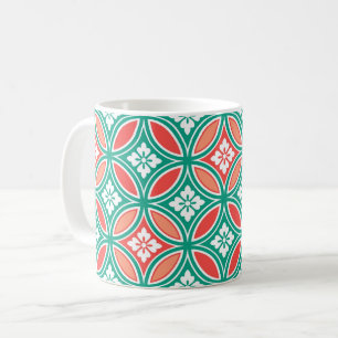 Shippo mit Blume Motif, Türkis und Korallenriff Kaffeetasse