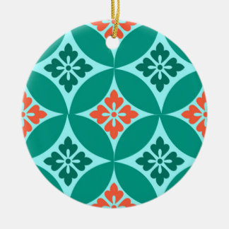 Shippo mit Blume Motif, Türkis und Korallenriff Keramik Ornament