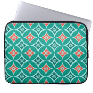 Shippo mit Blume Motif, Türkis und Korallenriff Laptopschutzhülle
