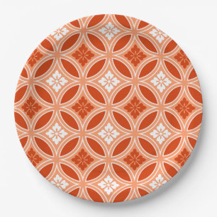 Shippo mit Blumen-Motiv, Mandarine Pappteller