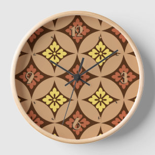 Shippo mit Blumenmotiv, Braun und Goldgelb Uhr