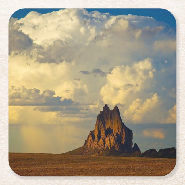 Shiprock gegen Thunderhead Rechteckiger Pappuntersetzer (Vorderseite)