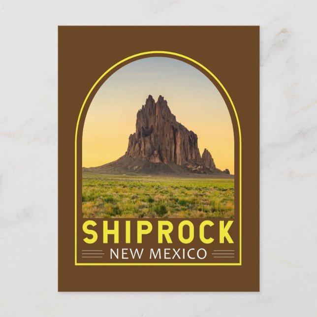 Shiprock New Mexico Emblem Art Vintag Postkarte (Vorderseite)