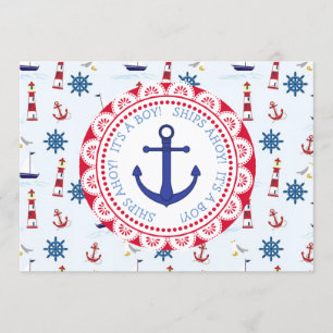 Ships Ahoy, sein a Boy, Baby Dusche Einladung