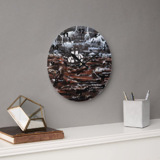 Ships in a Storm Painting by Alfred Fox Große Wanduhr