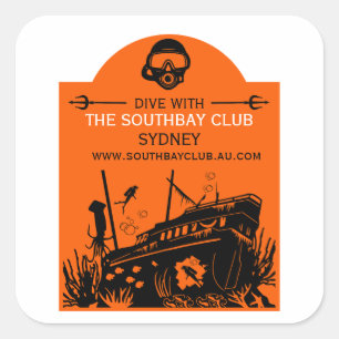 Shipwreck Tauchclub Quadratischer Aufkleber