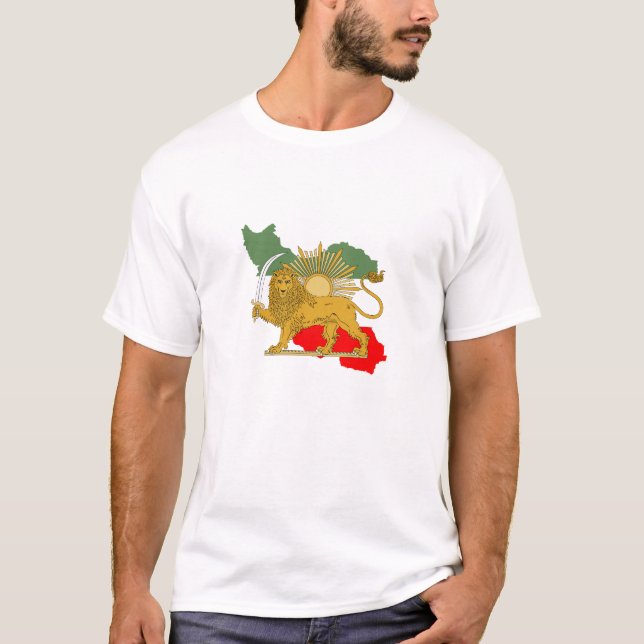 Shir o Khorshid - Lion and Sun - Persien Iran Flag T-Shirt (Vorderseite)