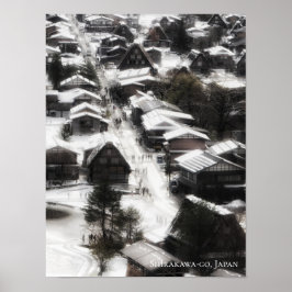 Shirakawago Snow Village Japan Reiseziel Poster