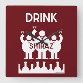 Shiraz Wine Drinkers Quadratische Wanduhr