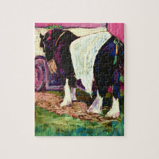 'Shire Horse' Fine Art Soft Pastel Malerei (Vertikal)