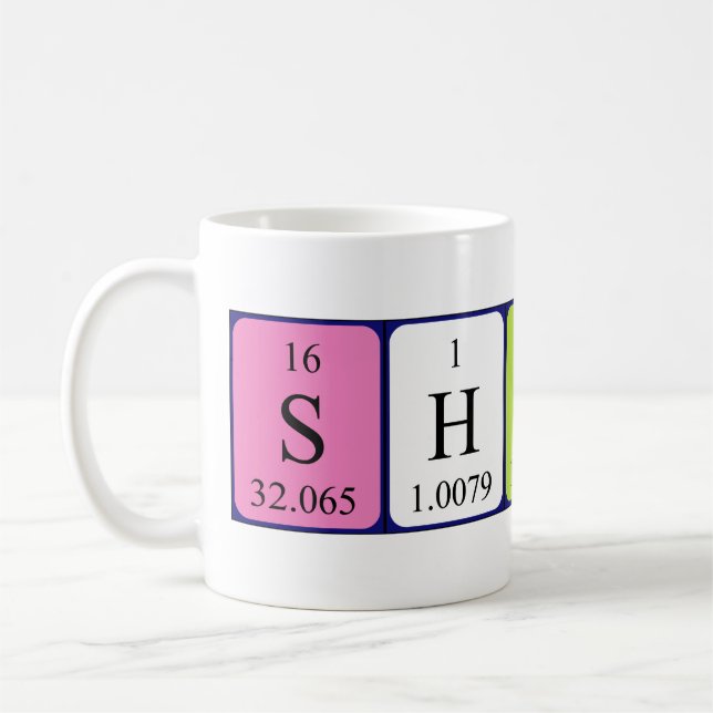 Shirin Namen-Tasse periodischer Tabelle Kaffeetasse (Links)
