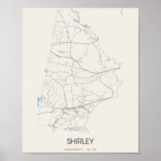 Shirley Massachusetts Straßenkarte Poster
