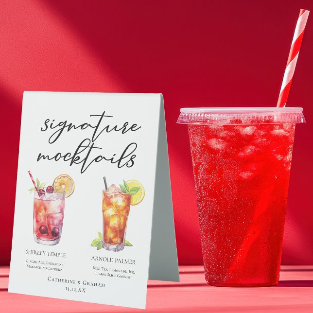 Shirley Temple Arnold Palmer Wedding Mocktails Tischaufsteller (Von Creator hochgeladen)