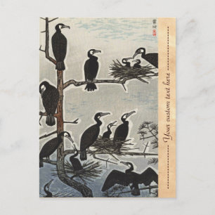 Shiro Kasamatsu Ansammlung Cormorants ukiyo-e Postkarte