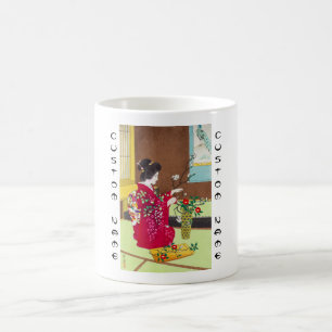 Shiro Kasamatsu Ikebana Japan Blumen Dame Szene Kaffeetasse