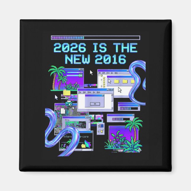 Shirt 2016 Vaporwave Pixel Computer Ästhetik Magnet (Vorne)