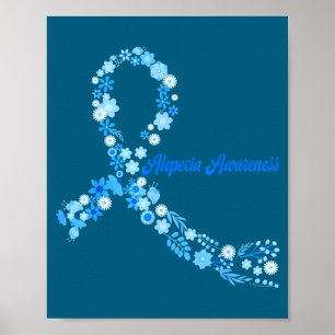Shirt Alopecia-Bewusstsein Hippie-Blume Blau Poster