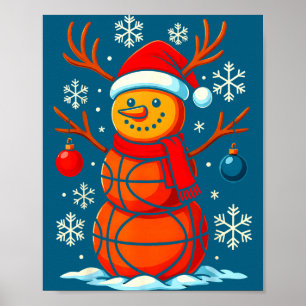 Shirt Basketball Schneemänner Spieler Sport Santa Poster