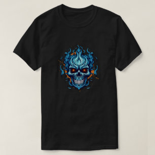Shirt "Blender Fury Skull" - Blauer Flammenschädel
