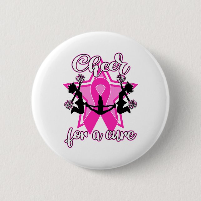 Shirt Brustkrebs rosa Ribbon Cheerleader Button (Vorderseite)