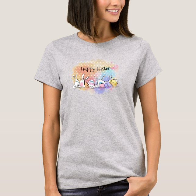 Shirt bunter Watercolor-glückliches Ostern | (Vorderseite)