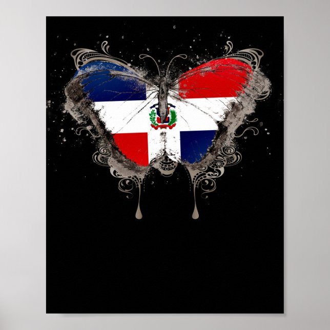 Shirt Butterfly Graphic der Dominikanischen Republ Poster (Vorne)