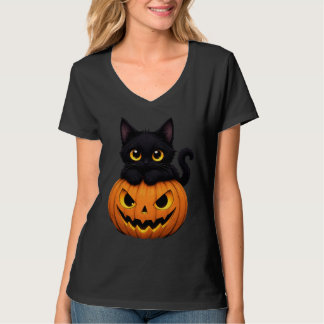 Shirt Cute Black Cat in Pumpkin Halloween