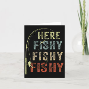 Shirt Fischen Hier fisch Funny Father Vater Angeln Karte