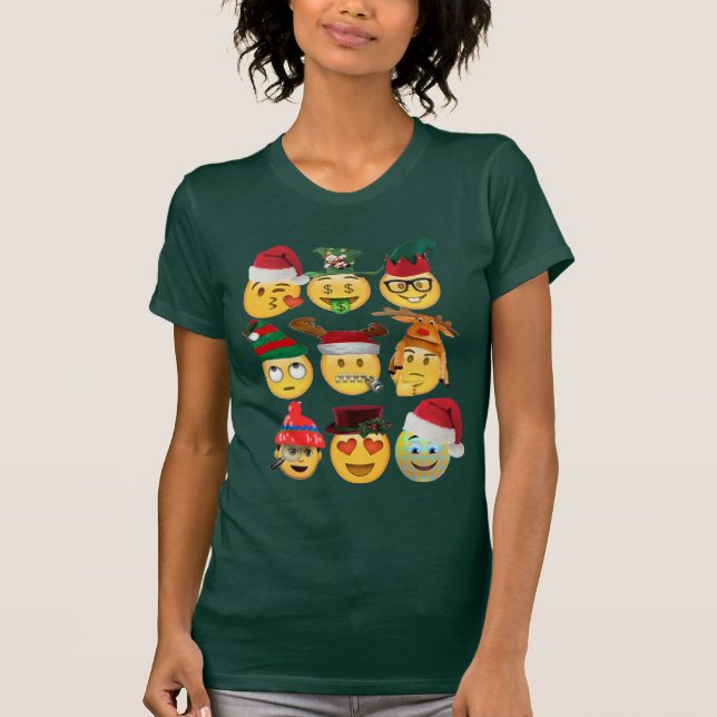 Shirt-Frauenspitzen Weihnachtenemoji Sammlung T-Shirt (Vorderseite)