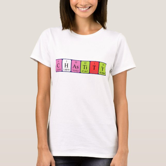 Shirt für den regelmäßigen Chastity-Tabellennamen (Vorderseite)