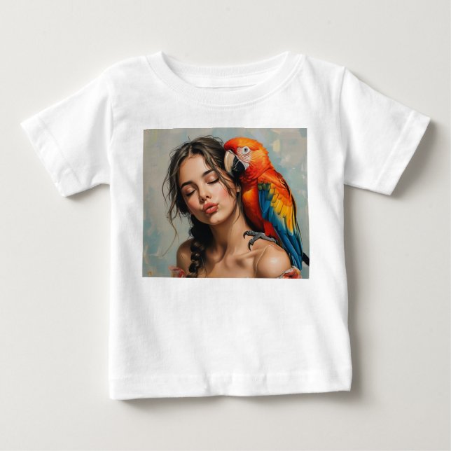 Shirt für Mädchen und Papagei (Vorderseite)