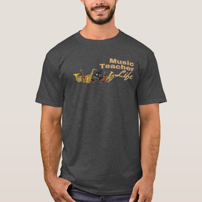 Shirt für Musiklehrer, Musikinstrumente (Vorderseite)