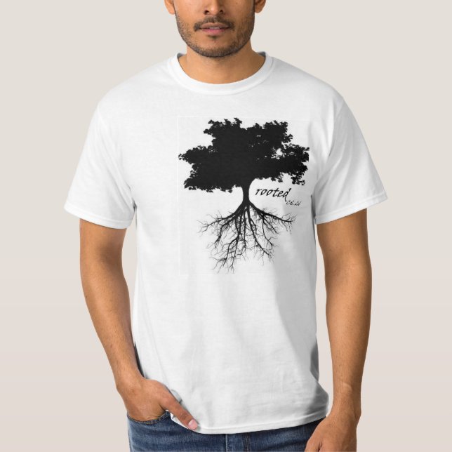 Shirt ("gewurzelt" mit Baum-Silhouette) (Vorderseite)