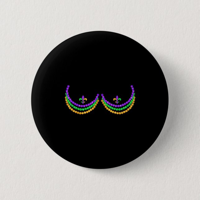 Shirt Mardi Gras Funny Beads S Outline Costume Hum Button (Vorderseite)